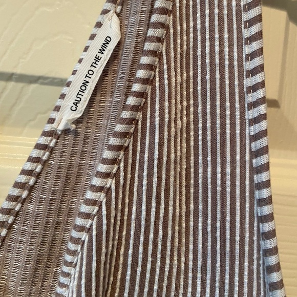 Beige Striped Tiered Maxi Dress - Picture 5 of 5